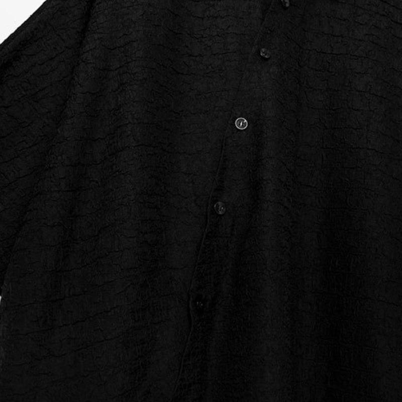 Dark Jacquard Retro Irregular Hem Short-sleeved Shirt