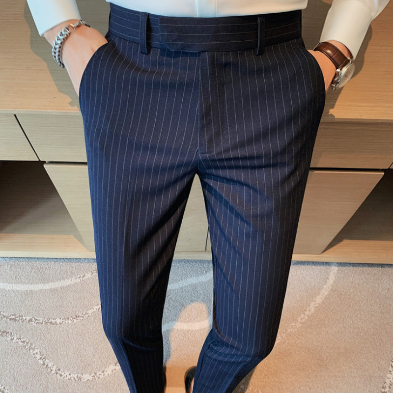 Striped Business Casual Slim Fit Suit Pants