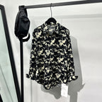 Printed Rhinestone Drape Loose Shirt