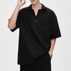 Fake Two-piece American Polo Collar Loose T-shirt