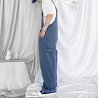 Solid Color Simple Straight Leg Overalls
