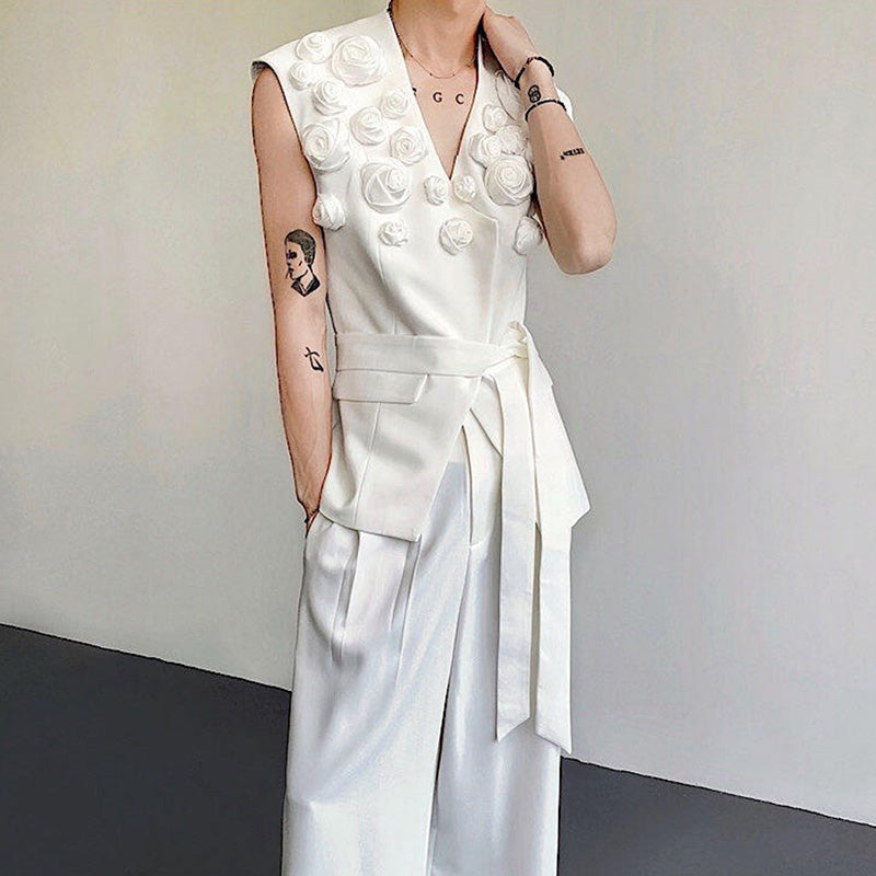 Design Three-dimensional Rose Sleeveless Suit Vest