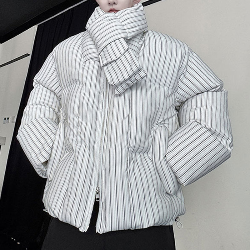 Striped Scarf Thick Cotton Coat
