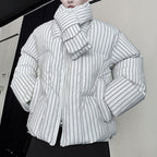 Striped Scarf Thick Cotton Coat