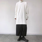 High Neck Side Slits Long Sweatshirt