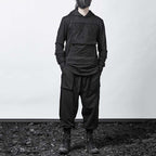 Dark Loose Hooded Pullover Sweatshirt