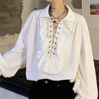 Vintage Ruffled Drawstring Shirt