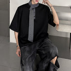 Shoulder Pad Stitching Bow Tie Polo Shirt