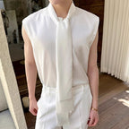 Sleeveless Satin Waistcoat Shirt