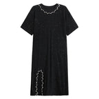 Beaded Sequined Slit Long Dress