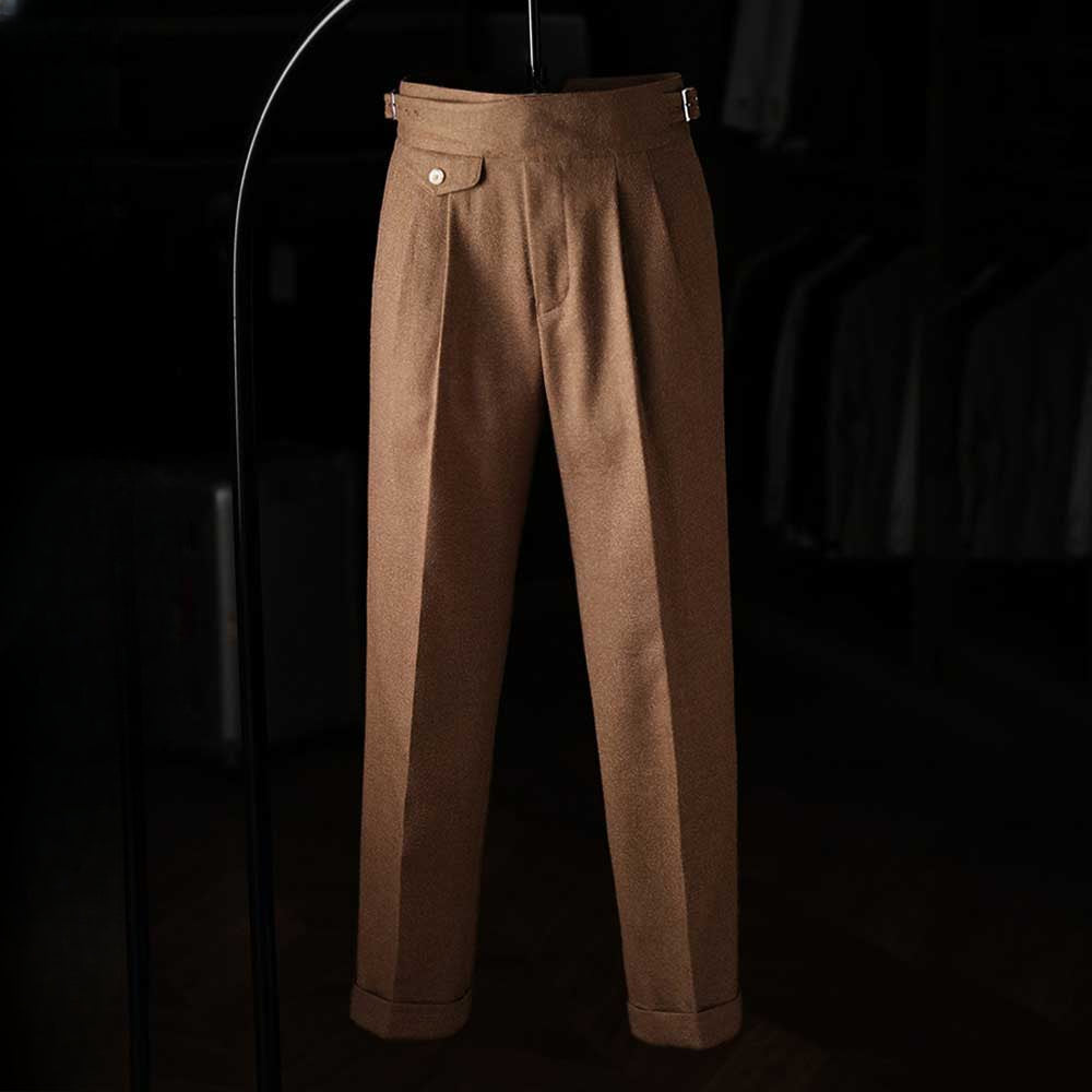 Italian Casual High Waist Retro Straight Suit Trousers