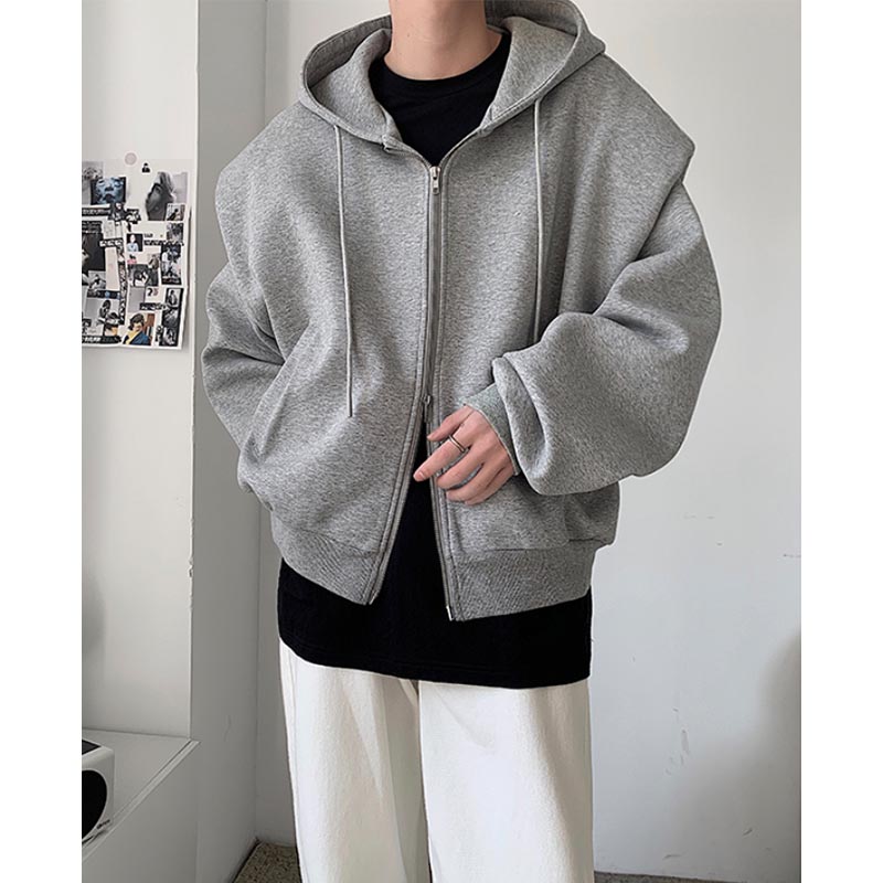 Loose Shoulder Pad Hooded Jacket Cardigan