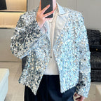 Sequined Suit Collar Loose Short Jacket