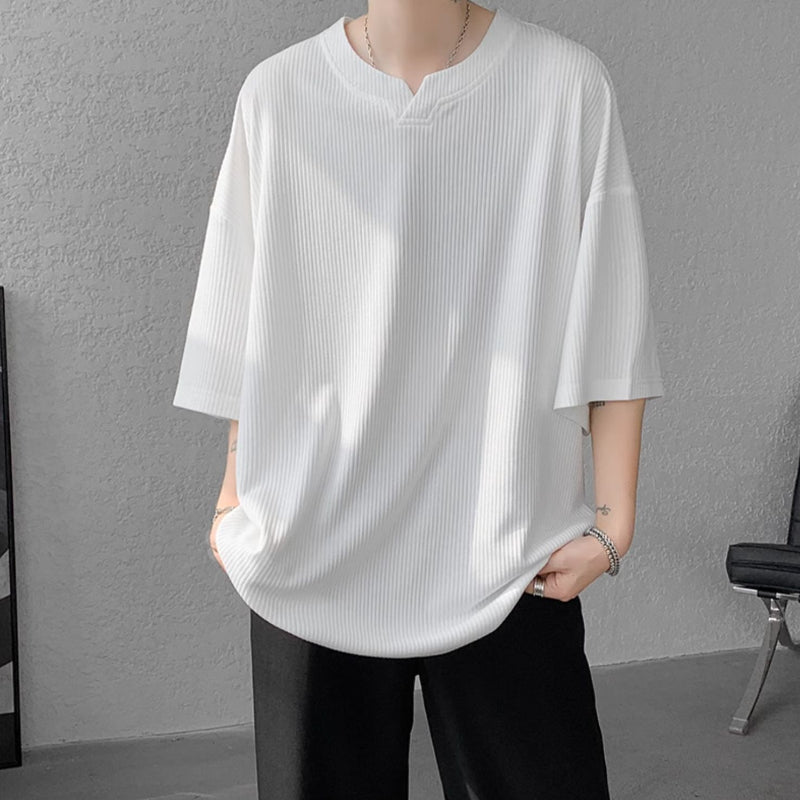 V-neck Ice Silk Loose Short-sleeved T-shirt