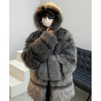 Winter Plush Hooded Cotton Coat