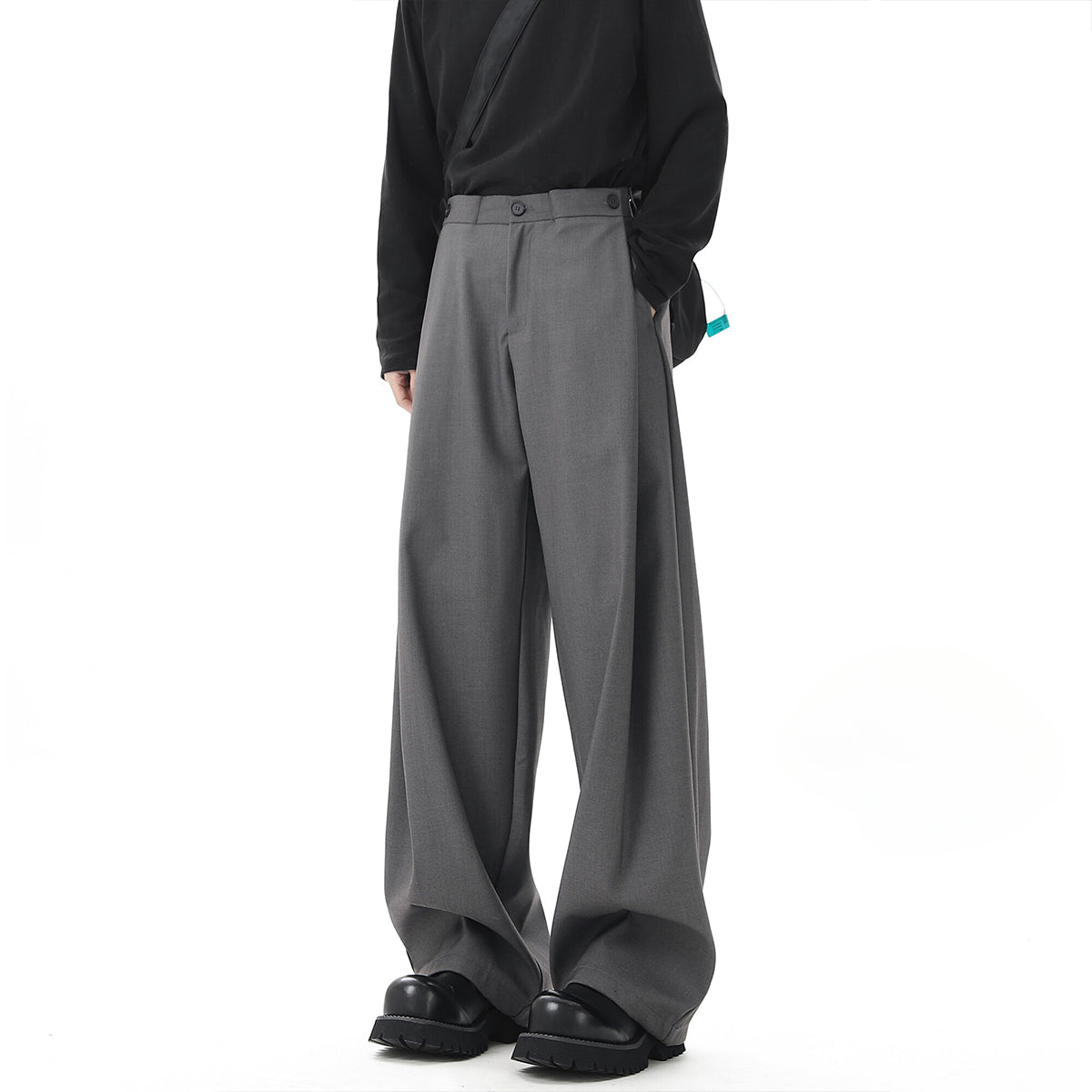 Straight Wide-leg Draped Trousers