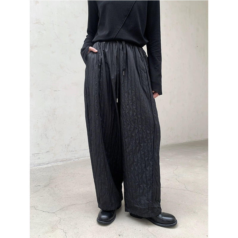 Vertical Thick Embossed High Waist Pants