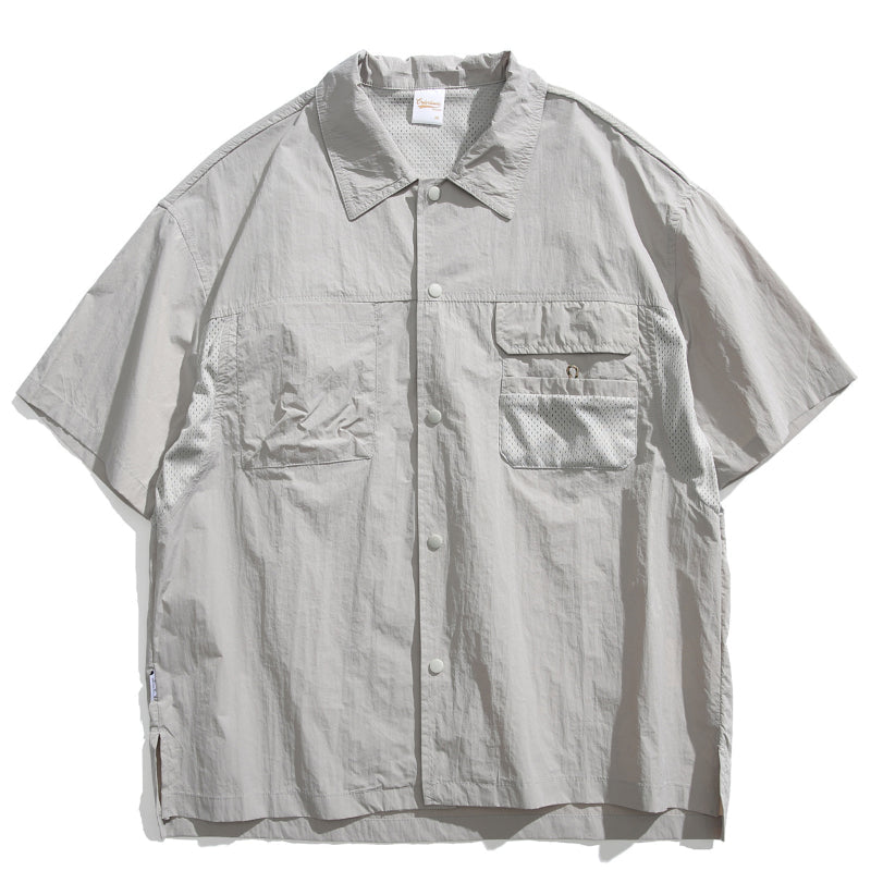 Japanese Retro Multi-pocket Patchwork Loose T-shirt