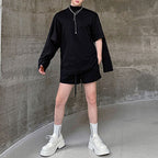 Multi-sleeve Sweatshirt and Shorts Two-piece Set