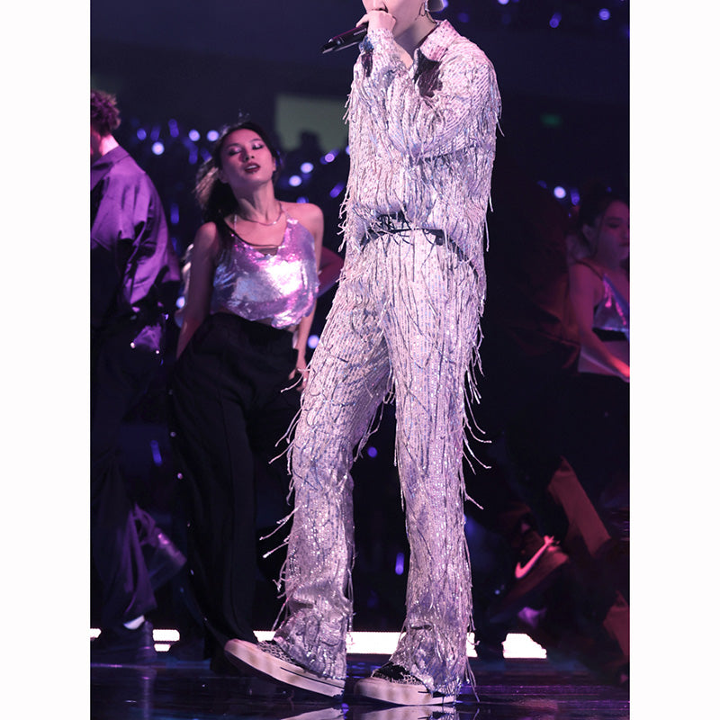 Sequin Tassels Party Stage Performance Shirts and Pants