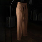 Italian Casual High Waist Retro Straight Suit Trousers
