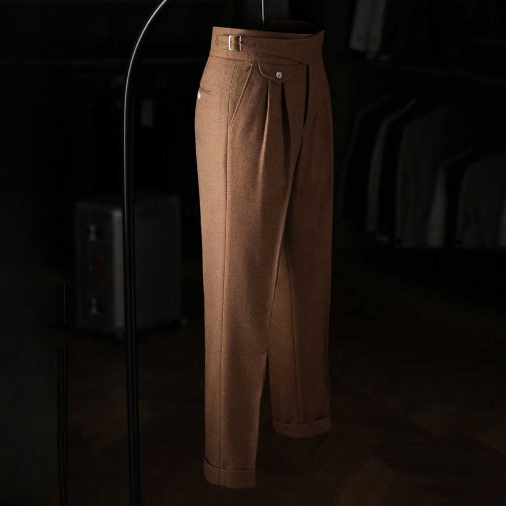 Italian Casual High Waist Retro Straight Suit Trousers