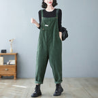 Solid Color Corduroy Harem Overalls