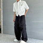 Summer Short-sleeved Shirt with Detachable Shoulder Pads