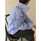Striped Loose Blue Casual Shirt