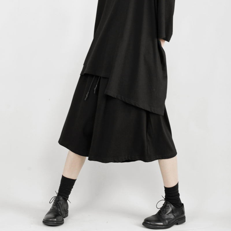 Casual Loose-fitting Wide-leg Cropped Trousers