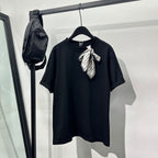 Bow Scarf Loose Casual T-shirt
