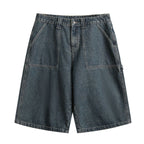 American Denim Cropped Loose Wide-leg Shorts