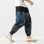 Japanese Cotton and Linen Casual Harem Lantern Crotch Pants