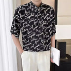 Printed Ice Silk Drape Short-sleeved Shirt