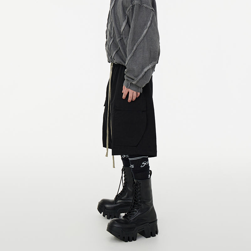 Dark Drawstring Cargo Pocket Three-dimensional Loose Shorts