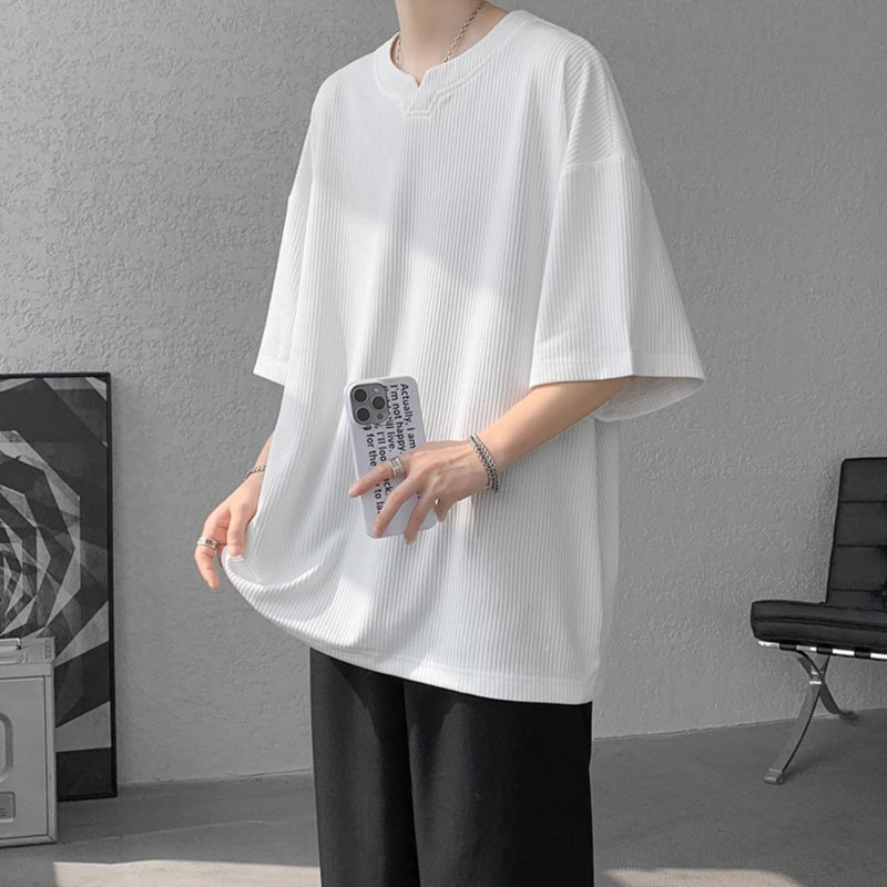 V-neck Ice Silk Loose Short-sleeved T-shirt