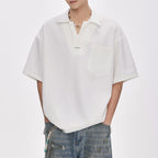 Fake Two-piece American Polo Collar Loose T-shirt