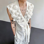 Design Three-dimensional Rose Sleeveless Suit Vest