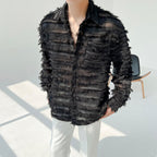 Tassel Striped Hollow Loose Shirt