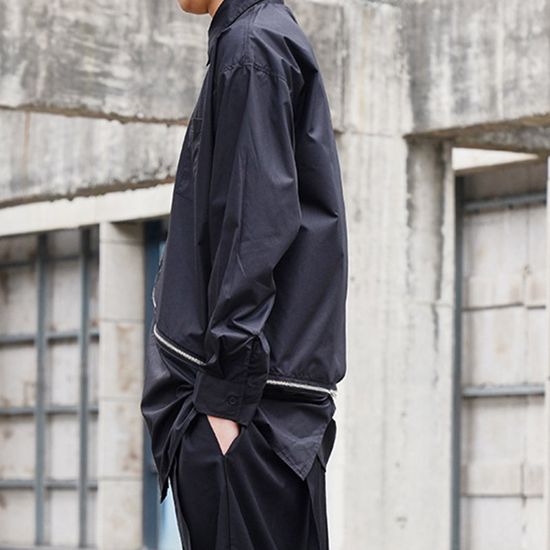 Zipper Long Sleeve Mid-length Shirt