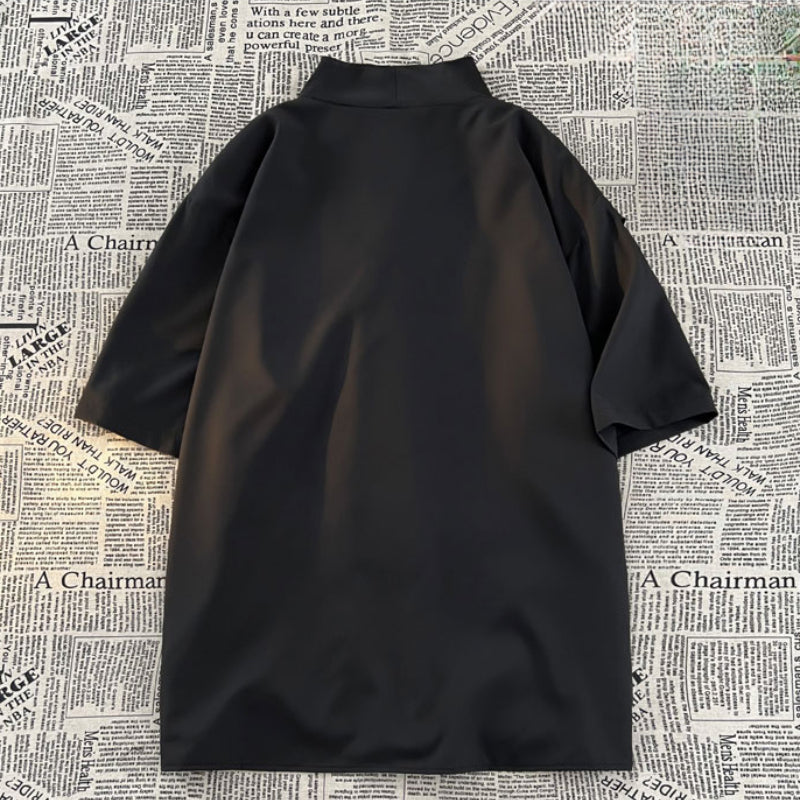 Ice Silk Retro Irregular Loose Short-sleeved Shirt