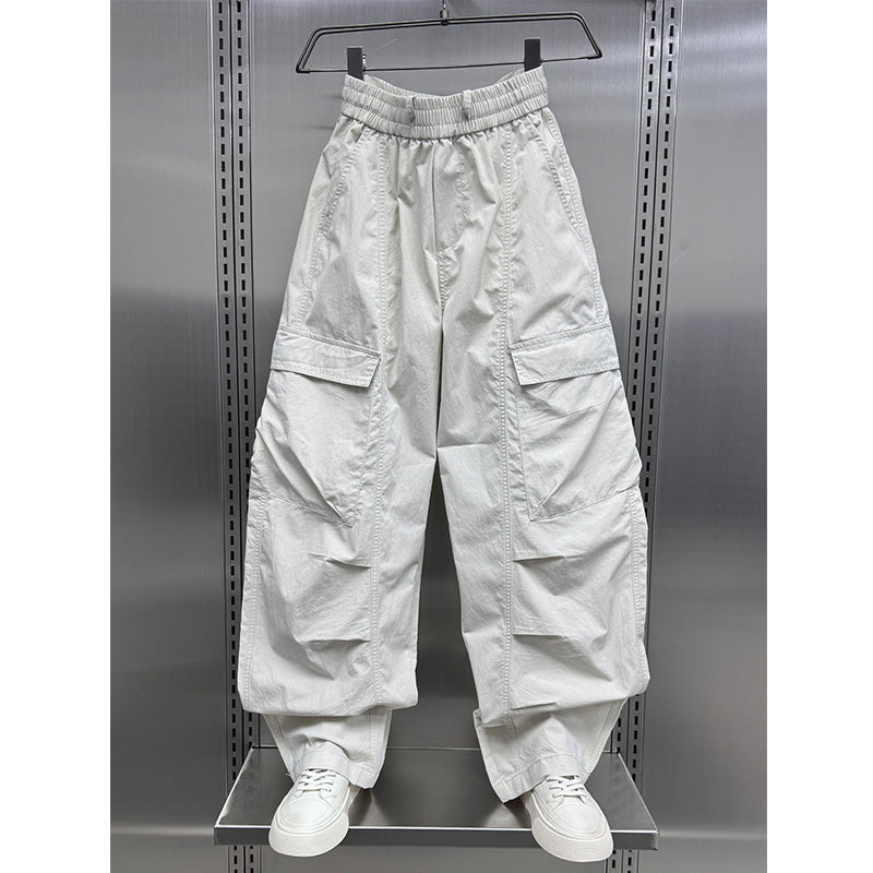 Ice Silk Loose Straight Cargo Trousers