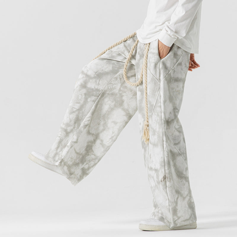 Retro Tie-dye Casual Straight Wide-leg Pants
