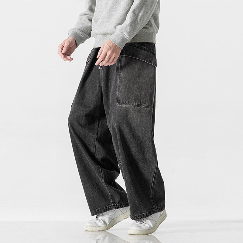 Loose Wide Big Pocket Straight Jeans