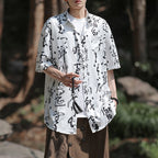 Ink Printed Loose Quarter Sleeve Shirt