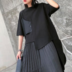 Japanese Casual Two-piece Irregular Short-sleeved Pleated Skirt