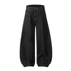 American Retro Inverted Design Embroidered Scimitar Jeans