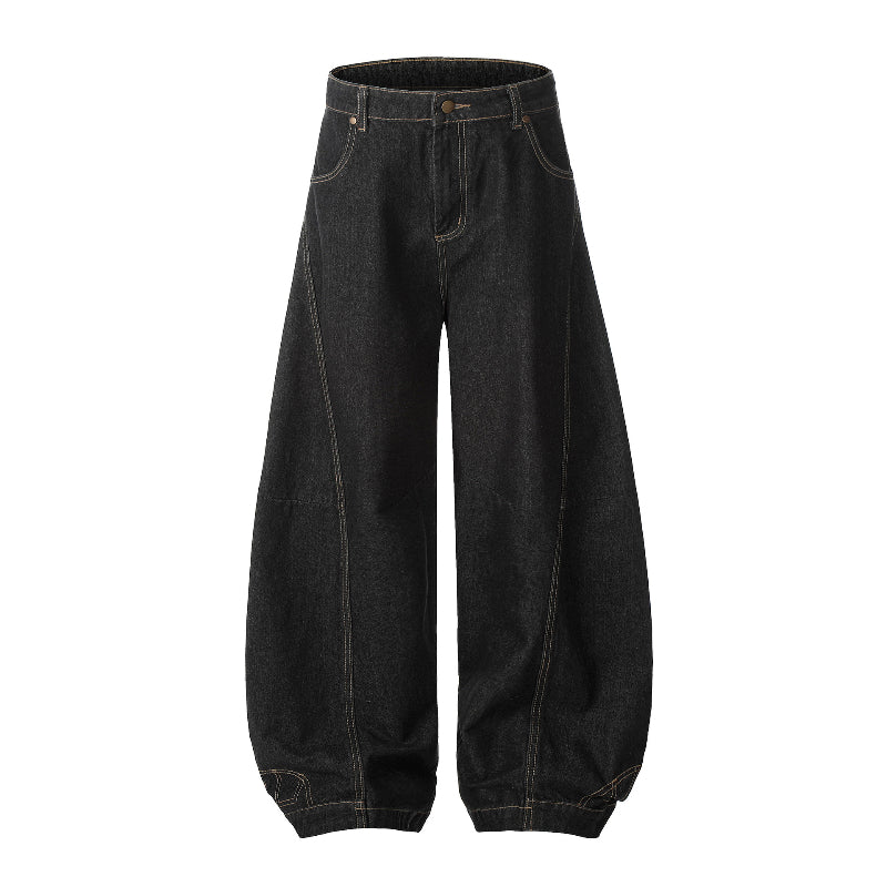 American Retro Inverted Design Embroidered Scimitar Jeans
