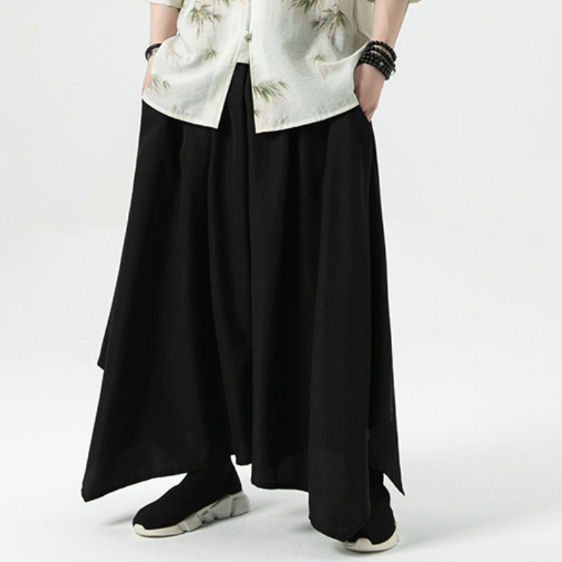 Ice Silk Wide-leg Irregular Culottes
