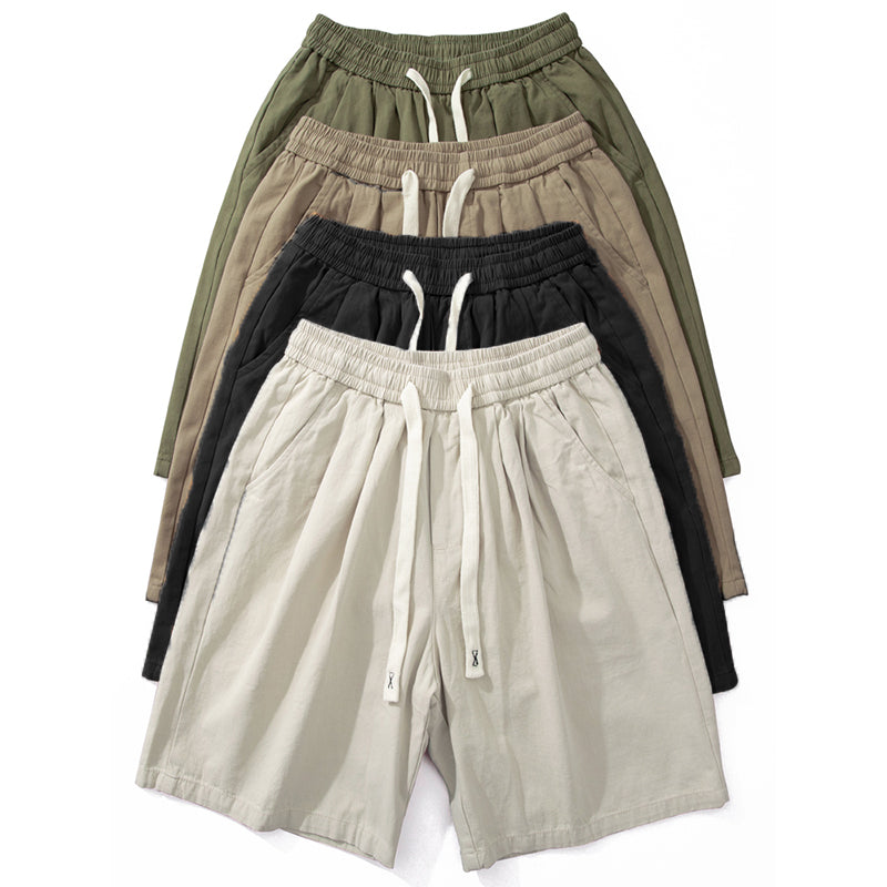 Cotton Elastic Drawstring Straight Loose Casual Shorts